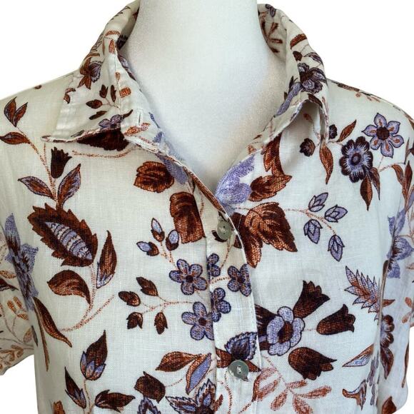 Rachel Zoe 100% Linen Floral Tiered Midi Dress Cottagecore Romantic S/XS - Picture 4 of 16